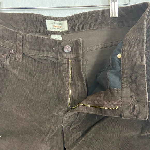St.  Johns Bay Pants Women Brown Corduroy Straight Leg Cotton Pockets Sz 12 - Picture 4 of 13